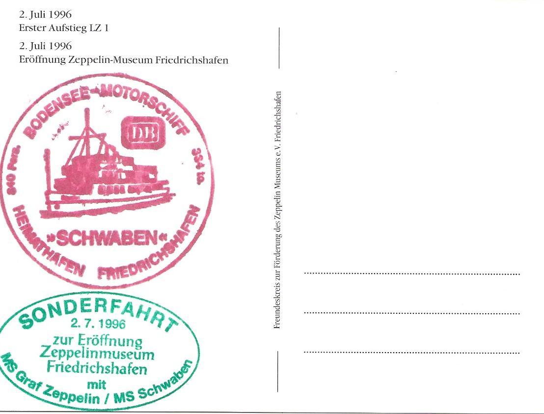 Stempel zur Schiffsfahrt am2.7.1996